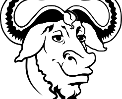 A bold GNU head.